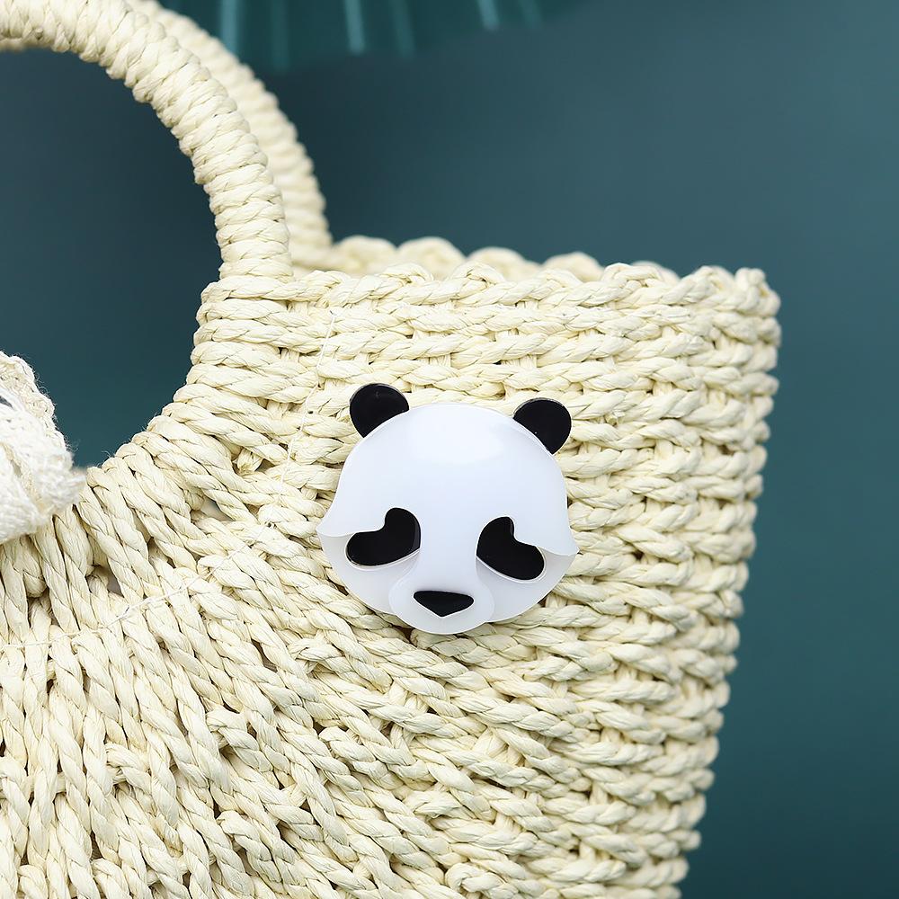 Black Eyes Panda Shape Lovely Brooches Texture Acrylic Pin Jewelry For Girls Children Hat Scarf Corsage Pins