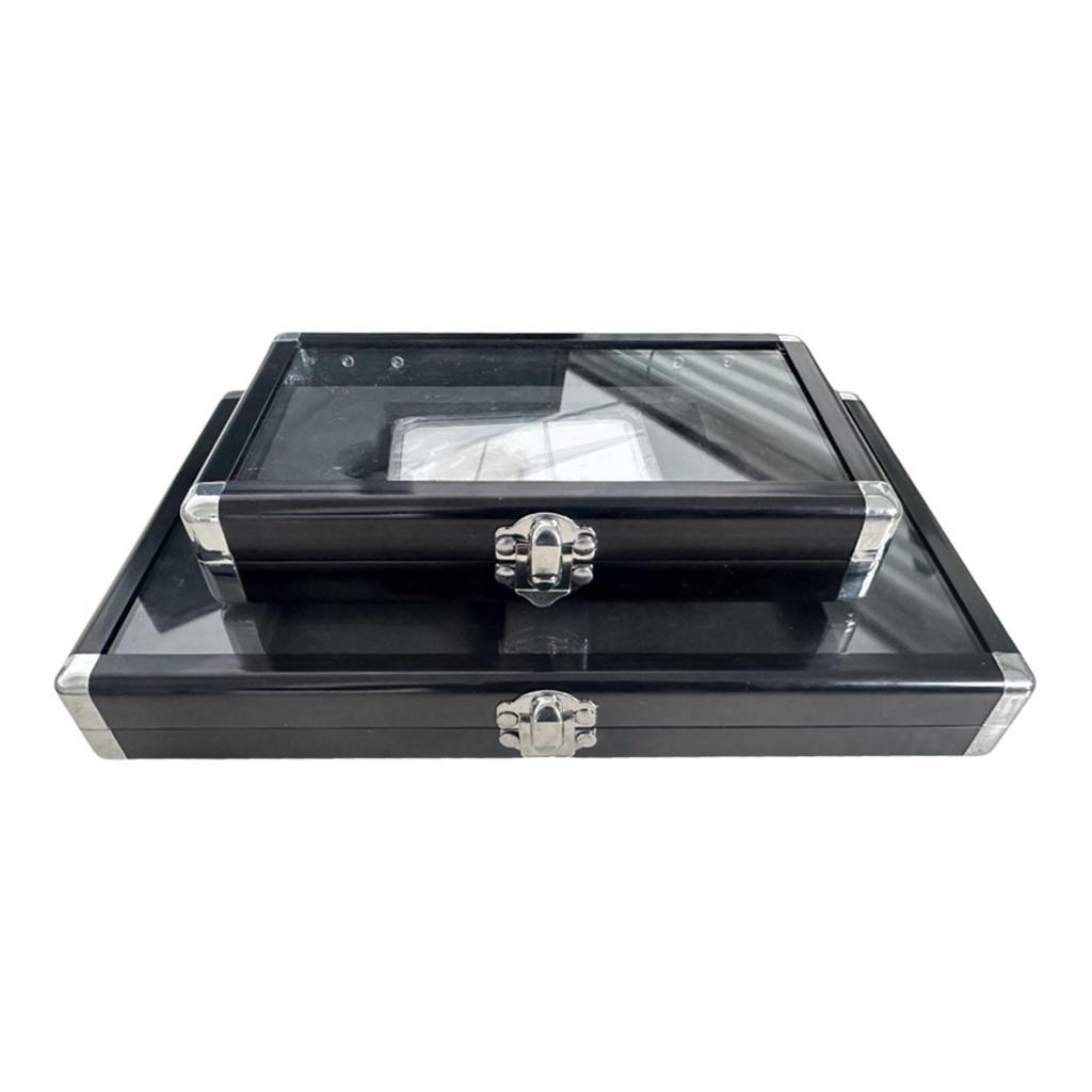 Trading Card Display Case Storage Box Portable Collection Aluminum Card Case Showcase for Sports Cards Collection Table Top