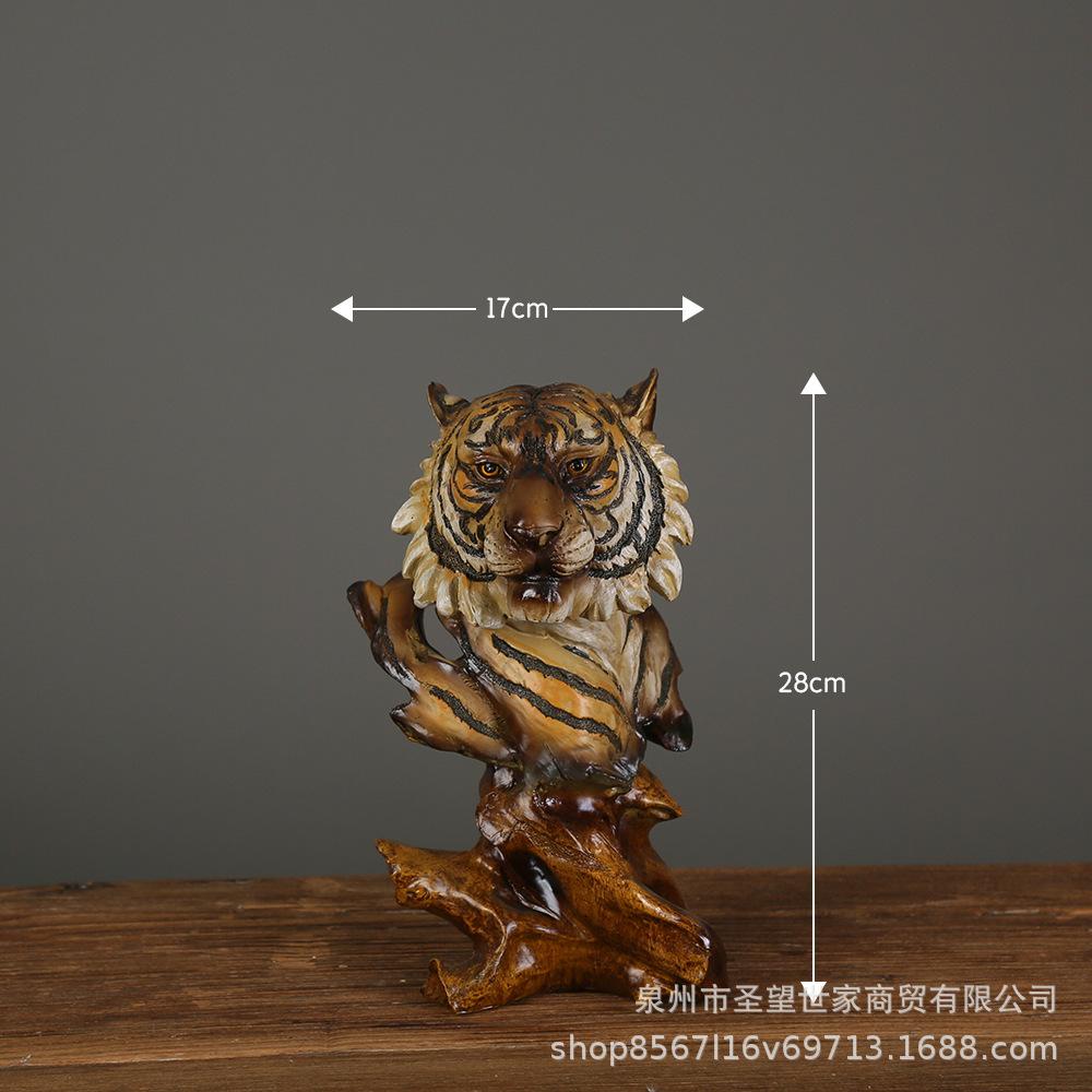 Imitation Wood Animal Head Resin Ornament Display Decoration Exhibit Statue Sculpture Statuette Figurines Knickknacks Crafts