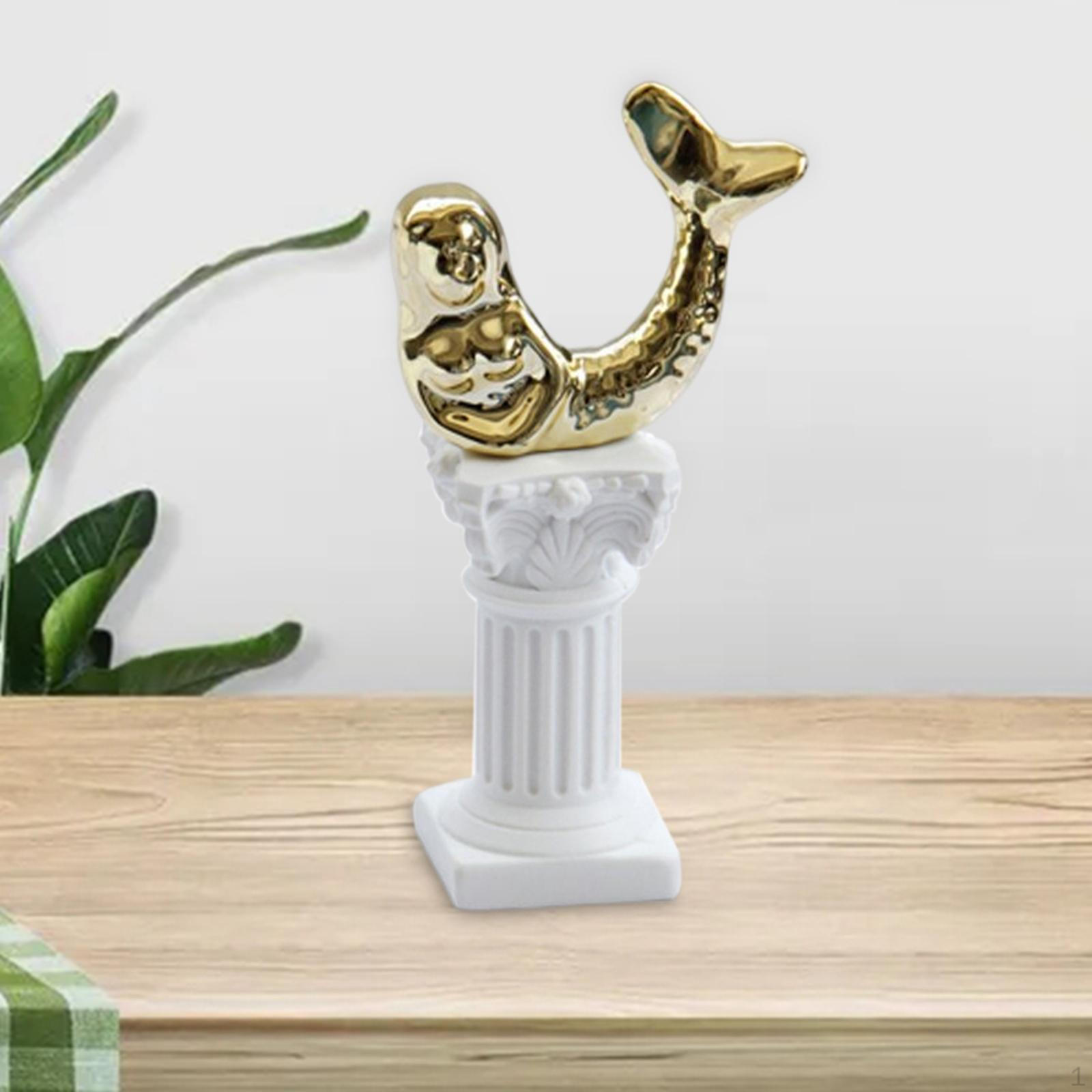 

Creative Pedestal Stand Sculpture Greek Column Candle Holder Candelabra Miniature Roman Pillar for mermaid gold