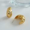 European & American Retro Brushed Woven Texture Minimalist Hollow C-Shaped Earrings for Women