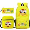 Cartoon Teacup Head Cuphead Student School Bag Backpack Three-piece Set Children's Shoulder Bag Pencil Bag