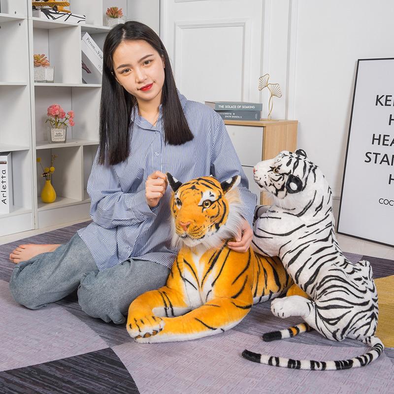 Creative Simulation Animal Lying Down Tiger Doll Plush Toy Siberian Tiger White Tiger Doll Children Soothing Rag Doll