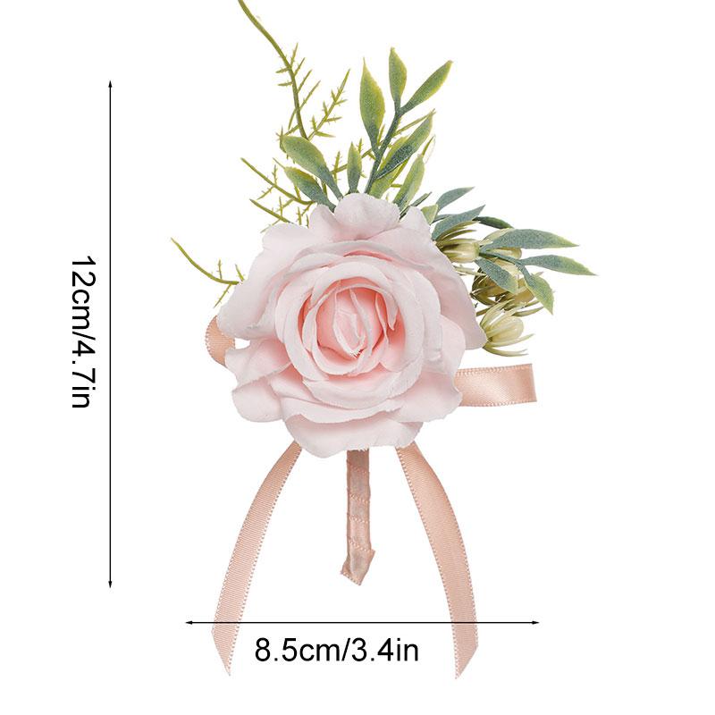 1 шт. Искусственный цветок Свадебные аксессуары Наручный бутоньерка Свадебная бутоньерка Браслеты для подружек невесты Шелковые розы A розовый