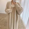 Women's Retro Chic Mink Cashmere Sweater Coat - Lazy Style, Mid-Length, Over-the-Knee, Loose Fit, Knitted Cardigan for Autumn and Winter.