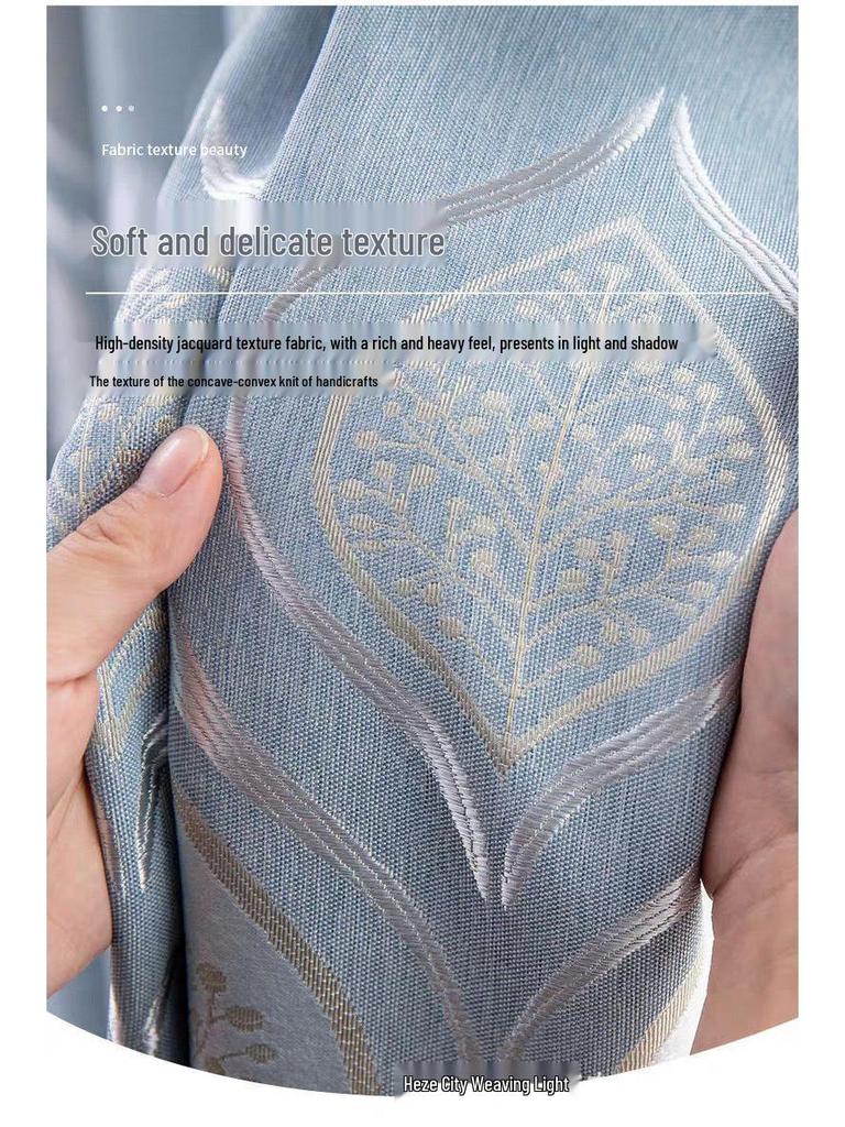 Nordic Blackout Jacquard Bamboo Cotton Curtains for Living Room, Bedroom, or Balcony