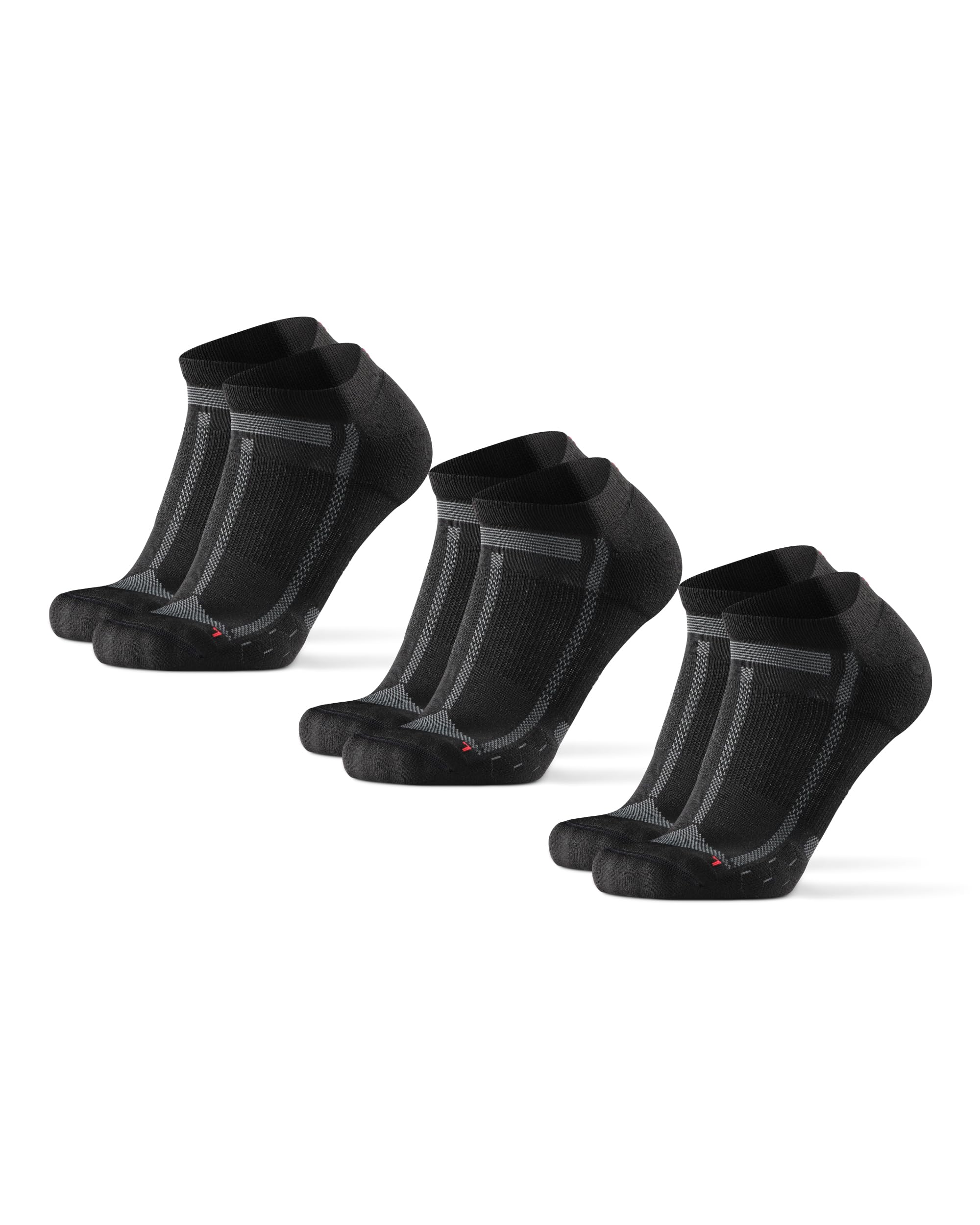 

[DANISH ENDURANCE] Низкие носки для бега на длинные дистанции, набор из 3 пар, Черный/Серый, 25,0 см-28,0 см