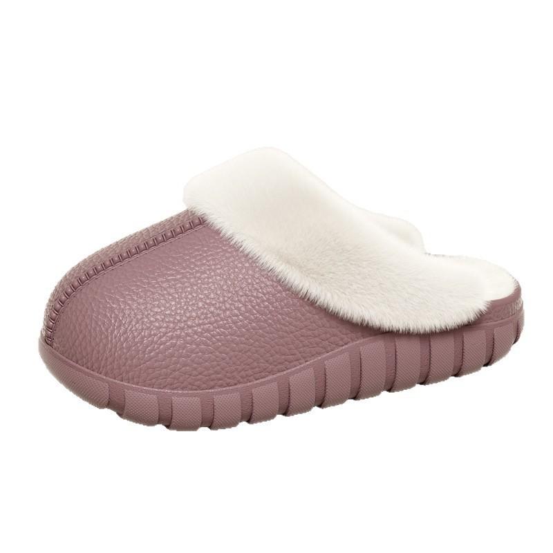 Cotton slippers home autumn and winter couple cotton mop indoor plush half pack heel waterproof cotton shoes warm and non-slip shoes