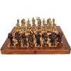 Hand Crafted Roman Brass Chess Set with Wooden Board, 2 Players for Kids and adults,Brown