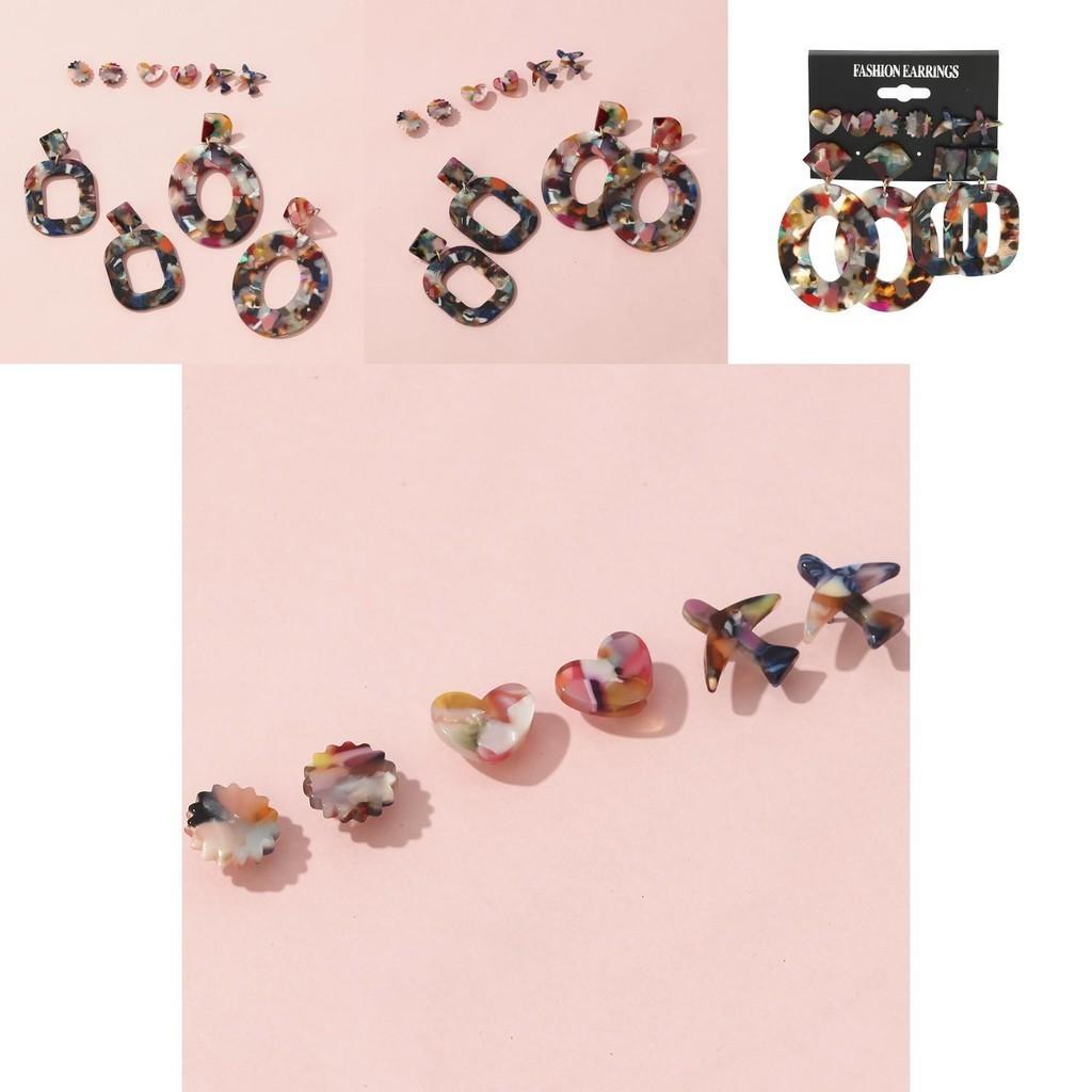 Bold Geometric Acrylic Long Dangle Earrings Trendy Colorful Statement Jewelry