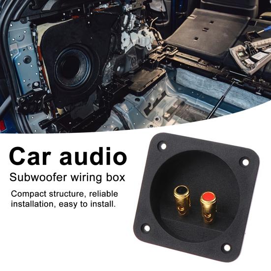 2Pcs Speaker Terminal Cups Gold Plated Binding Posts for Car Audio Subwoofer Square Push-Type Connection Box Audio Junction Box for Stage Vehicle