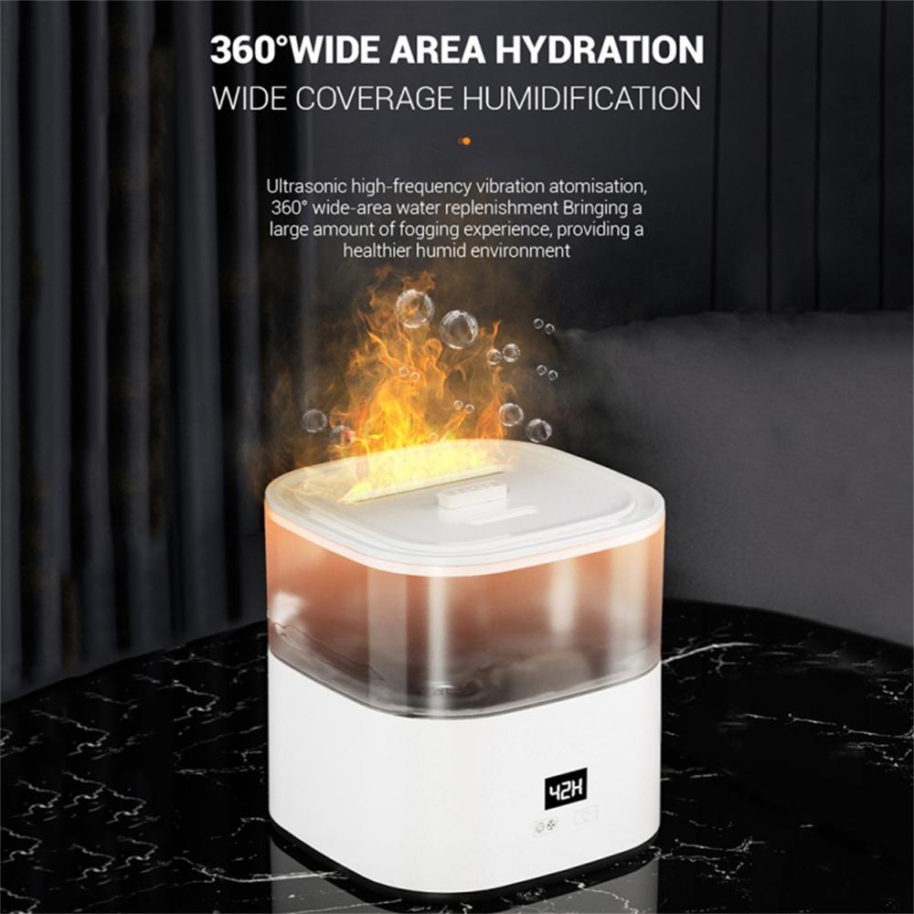 Digital Display Simulation Flame Humidifier Large Capacity Home Mist Diffuser, EU Plug