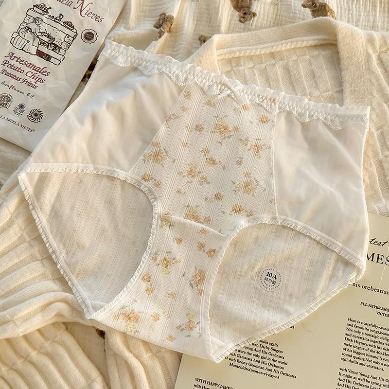 

Большой размер женское новое милое сладкое цветочное прилегающее к коже бесшовное на талии нижнее белье с ластовицей из чистого хлопка 3XL