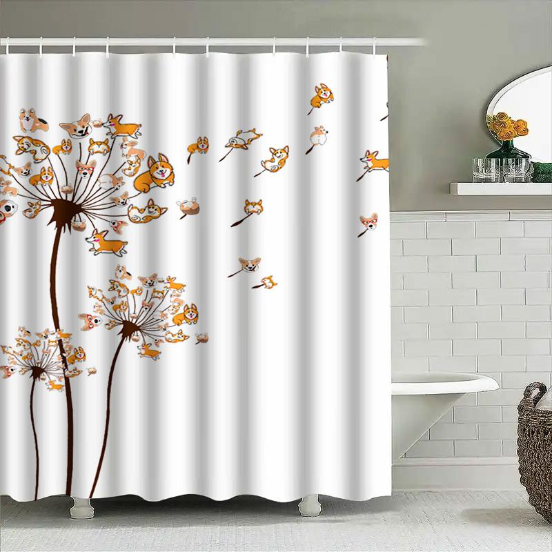Natural Landscape Bath Shower Curtain, Ocean View Decorative Printed Fabric Bathroom Liner White and Blue Hues
