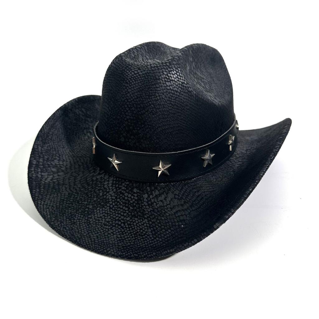 Popular Manufacturer Spot Five-Pointed Star Rivet Western Cowboy Hat Festival Party Jazz Hat Men'S Top Hat