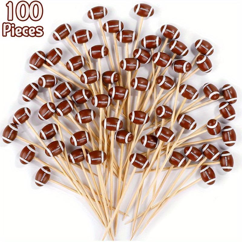 100 Spiedini da Cocktail in Bambù 4,7 Pollici Decorativi con Palla Sportiva Finale Spiedini da Cocktail Decorazione in Legno