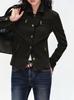 ANDYET AD1 Stand Collar Slim Fit Retro Jacket - Intellectual Straight Shoulder, Waist Slimming Short Coat