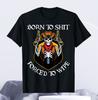 Born To Shit Forced To Wipe Letters and Skull Gunman Pattern Tshirt Summer  Fashionable Casual Cotton Short Sleeved Tshirt