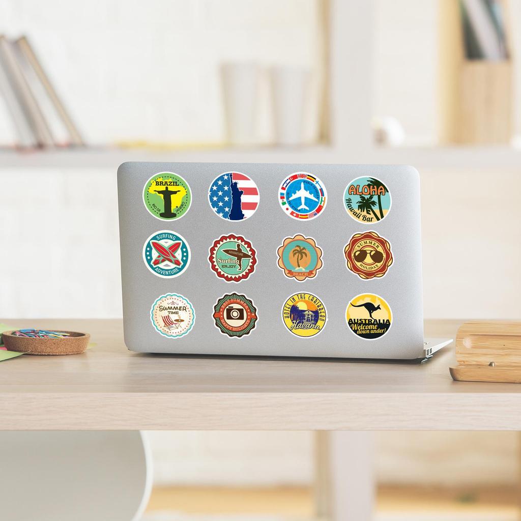 450 vodotěsných cestovních samolepek na notebooky, kufry a skateboardy