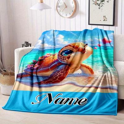Sea Turtles Customize Your Name Blanket Warm Comfortable And Soft Blankets Are Suitable For Home Lunch Break Blanket Office Sofa Sofa Gift To