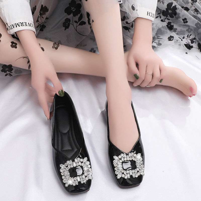 Large size women's shoes single shoes women's flat bottom versatile retro two wear foot cover lazy loafers grandma shoes four seasons bean shoes