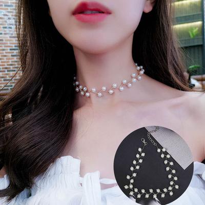 C173 Pearl Collarbone Chain Women Choker Neckband Simple Short Necklace Women Neck Jewelry Choker Neckband Korean Version
