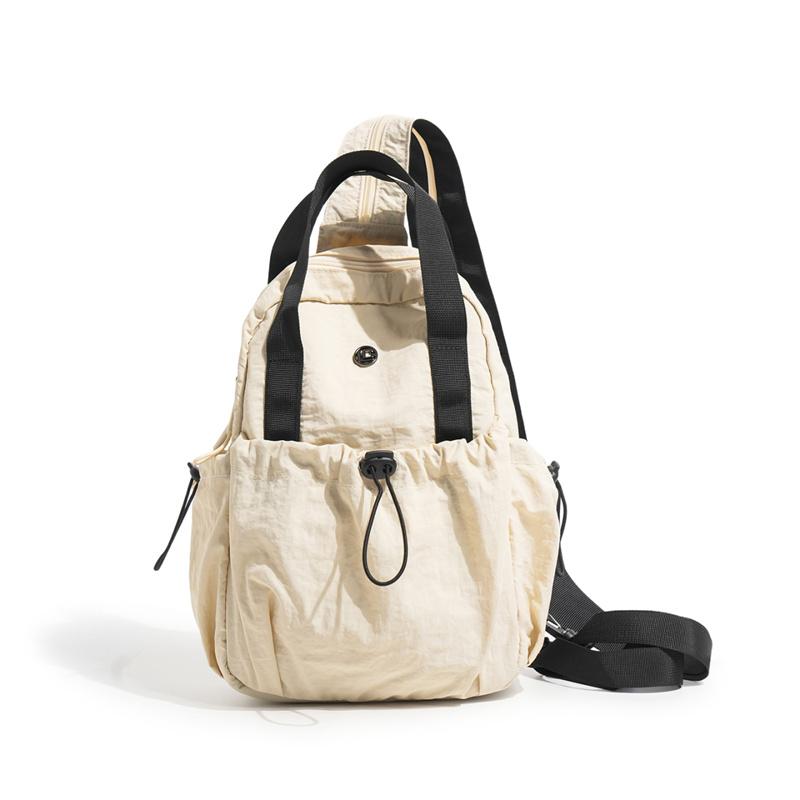 Color Block Backpack with Front Drawstring Pocket and Dual Carrying Options
