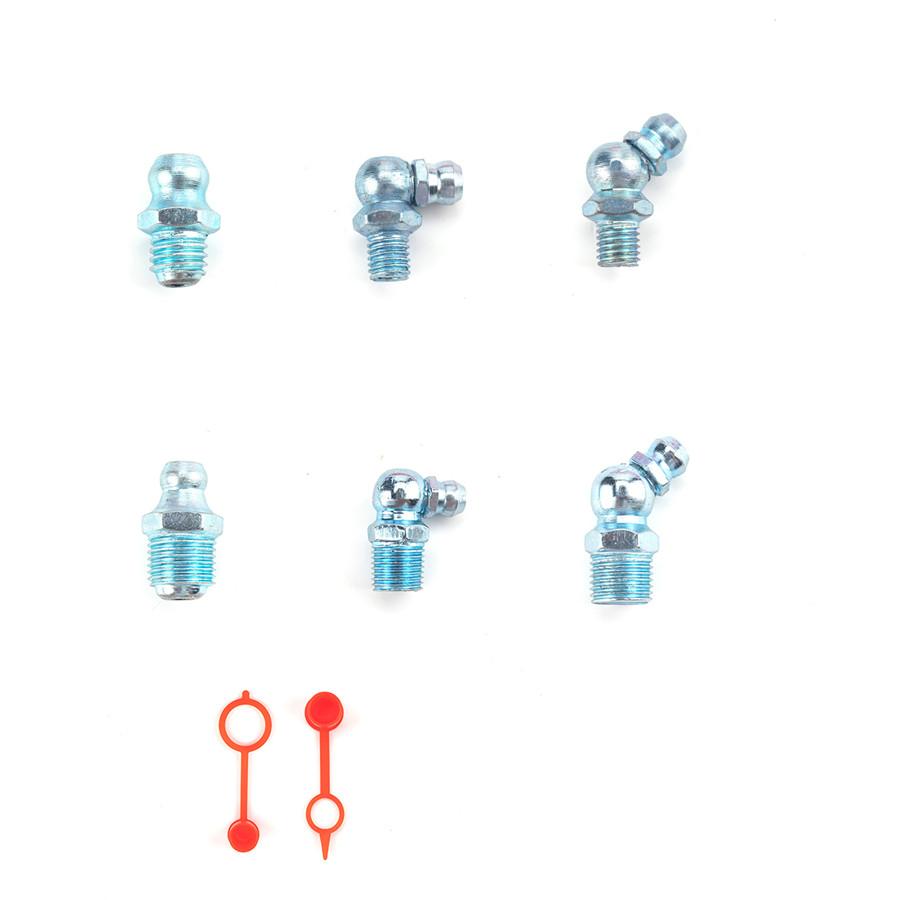160PCS 6Sizes Metric Grease Nipple Fittings Kit M6 M10 Straight, 180 °,90° Angle