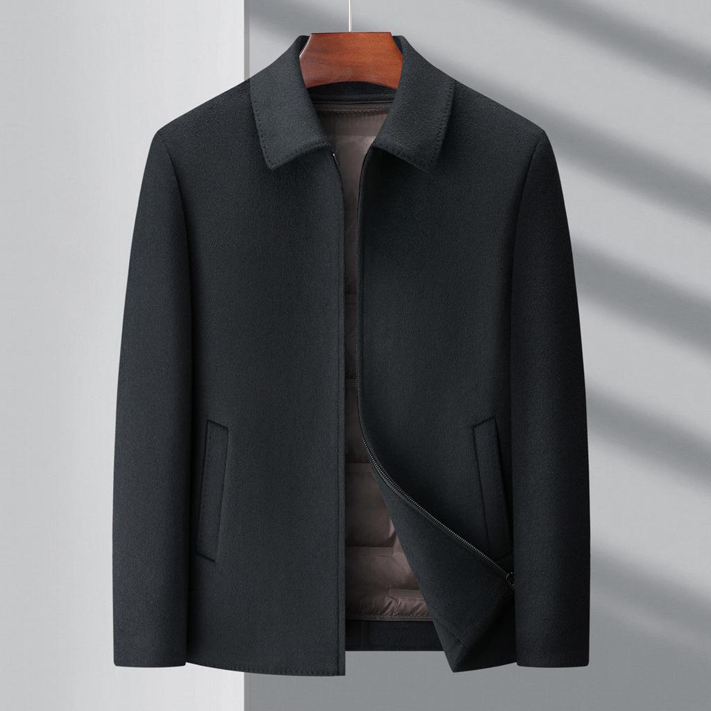 Brand Men's 2025 Autumn/Winter Wool Coat - Lapel, Detachable Down Lining, Double-Faced Wool Overcoat.