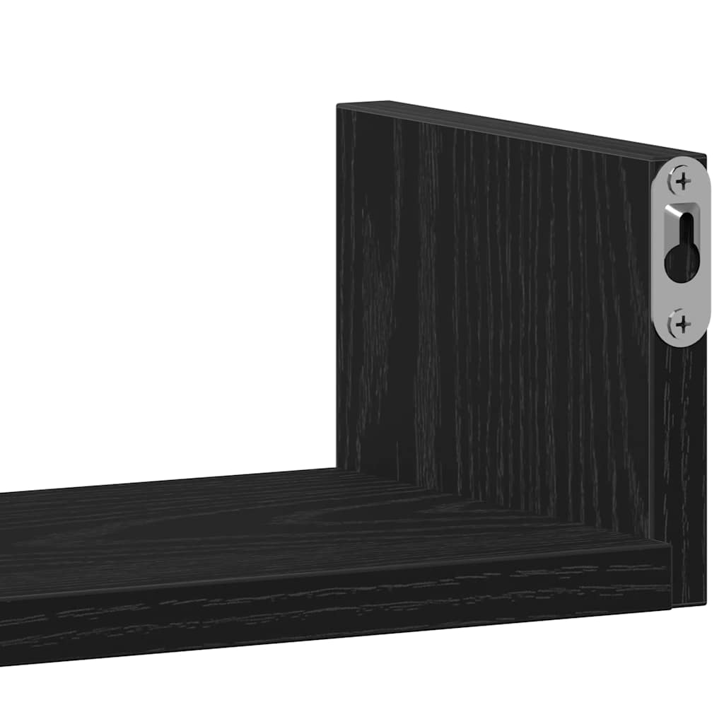 Wall Shelves (3 pcs) Black Oak Effect Wood Based Material