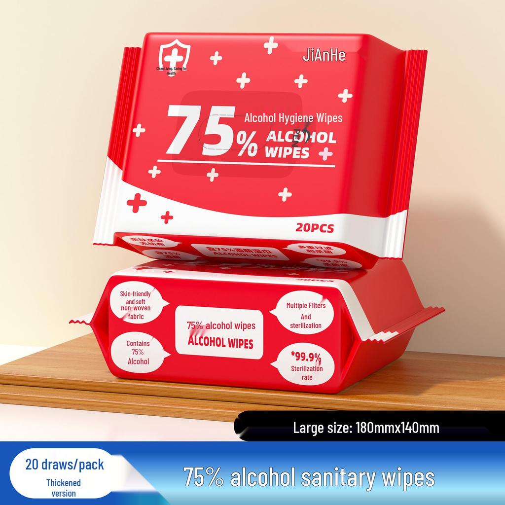 Medical-Grade 75% Alcohol Disinfection Wipes with Lid, Thickened for Adult Home Use