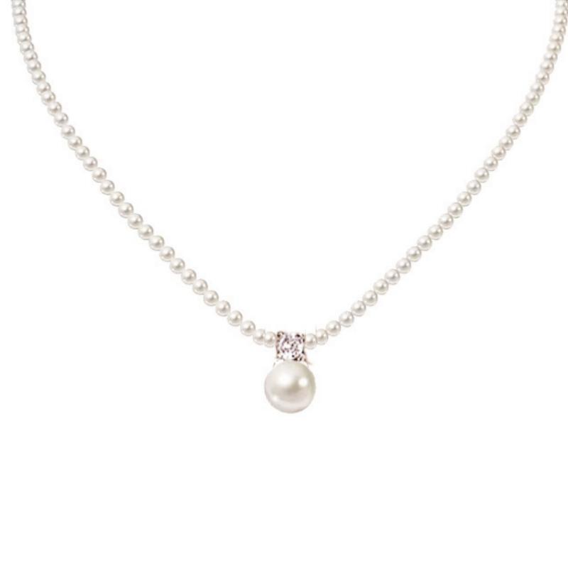 S925 Sterling Silver Pearl Necklace for Women , Princess Pendant , Trendy Sweater Chain , Gift 925 silver жемчужный