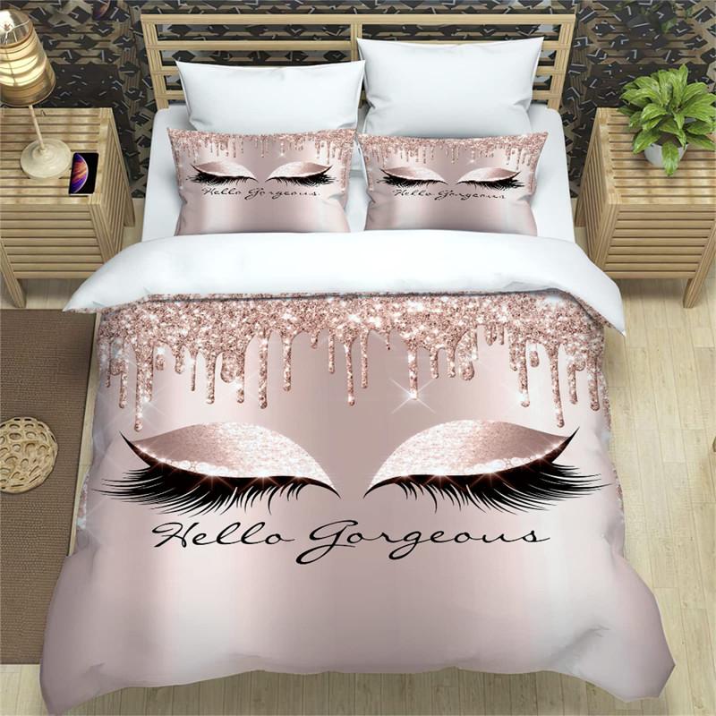Beauty Eyelashes Duvet Cover Queen For Girls Woman Eyes Pattern Design Comforter Cover Modern Lovely Sexy Eyelashes Bedding Set