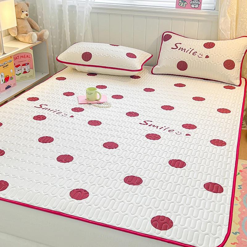 Naturlig Lateks Tykk Sommer Madrass for Seng Høykvalitets Kjølig Følelse Rayon Sengbeskytter og Putetrekk Is Silke Laken Sett Kjølende