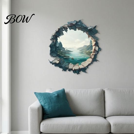 Decorative Gift for Home 3D Mountain & River Landscape Wall Sticker, PVC Waterproof Mural, Peel And Decal Living Room Stick Decals Bedroom,