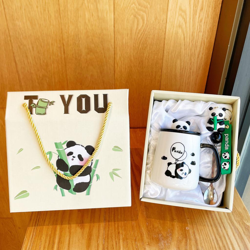 Mug with Lid Spoon 2025 New Female Panda Cup Souvenir Ceramic Water Cup Coffee Cup