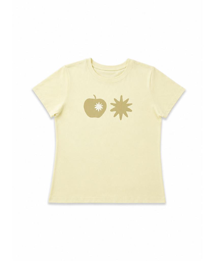 Nyuyogwogseu Apple Print Short Sleeve T-Shirt_Lemon
