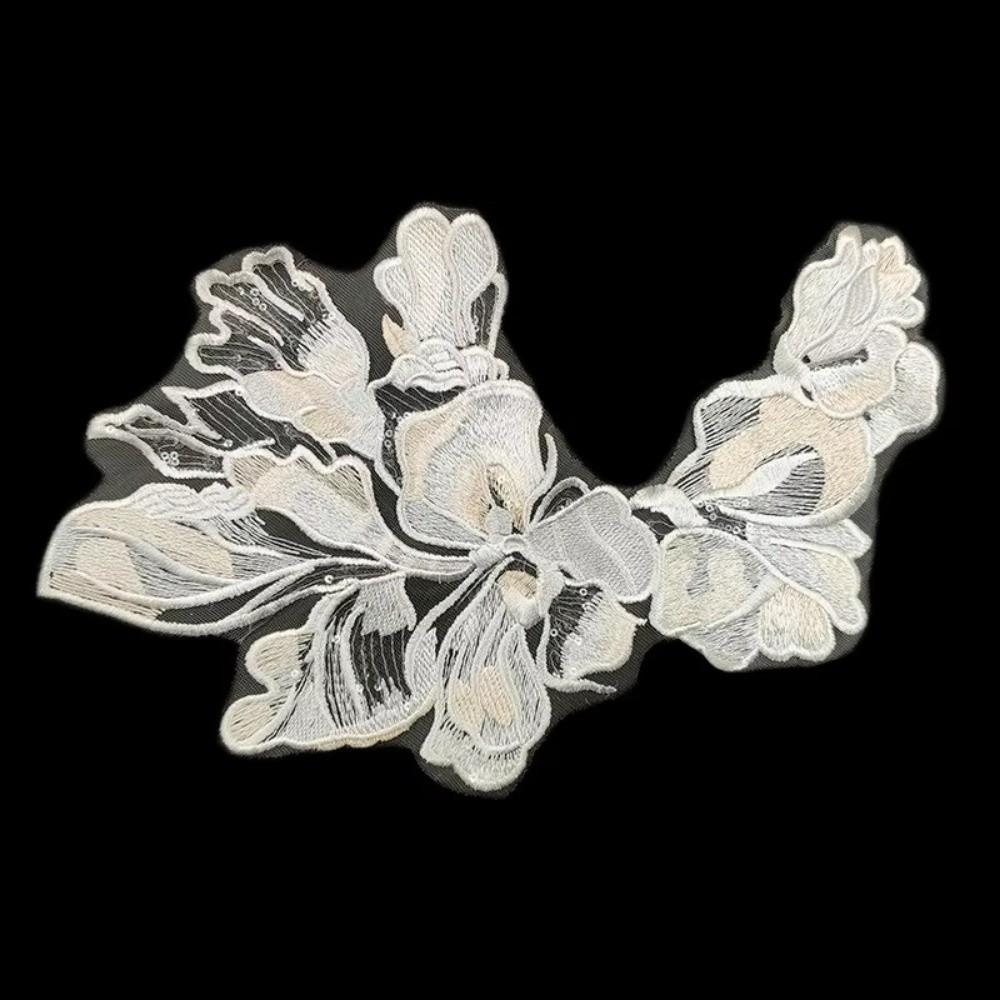 DIY Large Floral Embroidery Collars Mesh Beautiful Lace Chest Flower Fake Collar Woman's Clothing Accessories