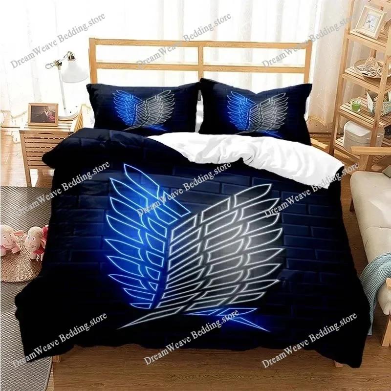 A-Attack O-On T-Titans Duvet Cover Anime Cartoon Bedding Set Boys Girls Bedroom Decoration Kids Gift Single Double Size Luxury Gift