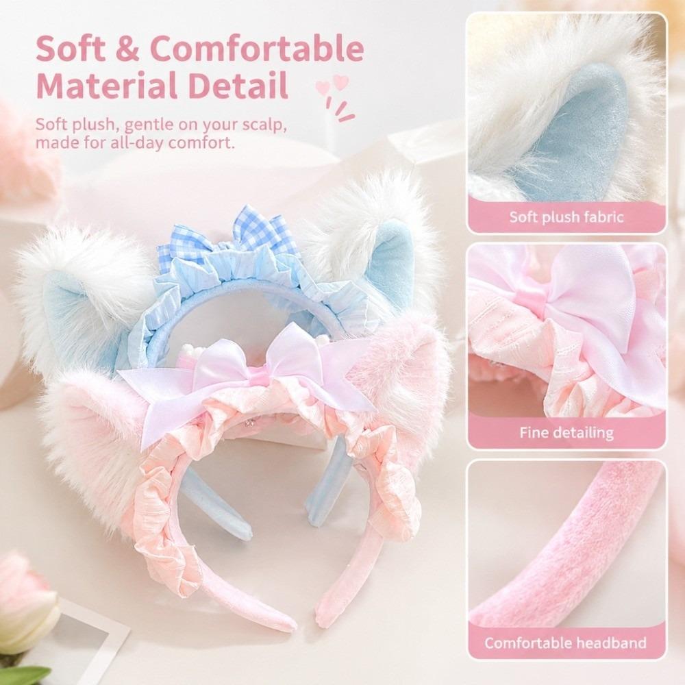 Soft Plush Fabric Plush Cat Ears Hair Decor Princess Style Fluffy Hair Hoop  Party Dress Up