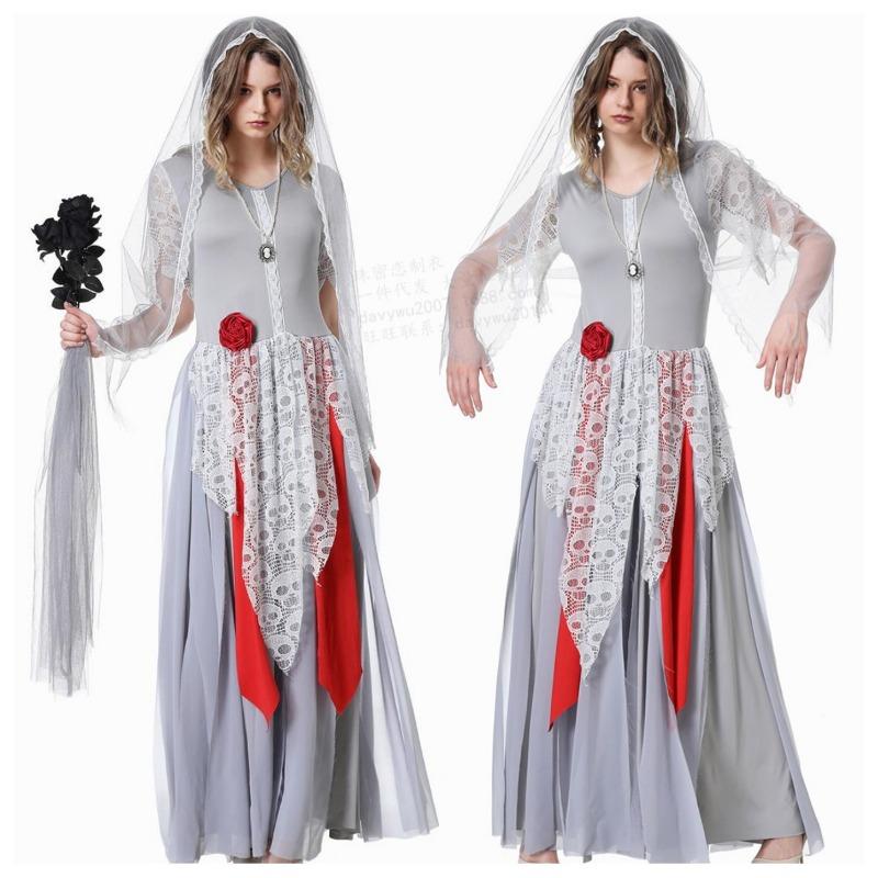 Couple Halloween Ghost Groom Groom Zombie Bloody Vampire Demon Costume Bar Party Dress