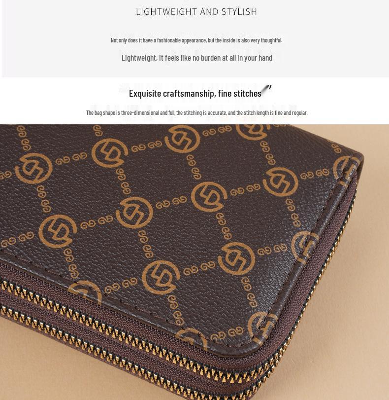 Women's Large Capacity Vintage Monogram Clutch: 2025 Double Zipper Long Wallet & Handheld Phone Bag