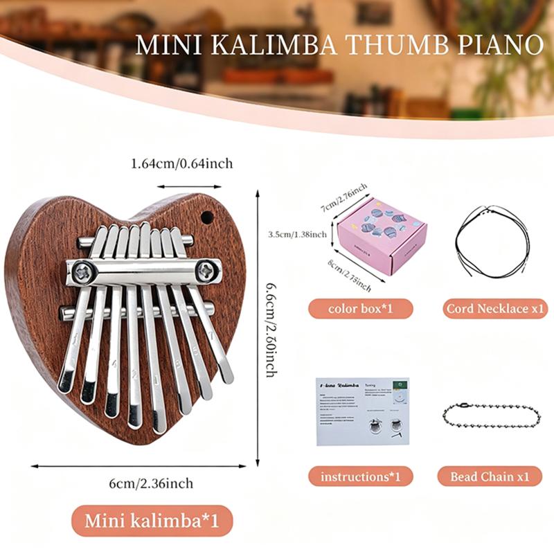 Mini 8 Key Solid Wood Kalimba With Portable Lanyard And Crisp Sound Perfect For Music Beginners Kids Casual Play Travel Gift