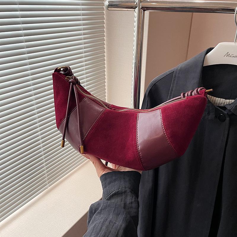 

Ретро сумка женская 2024 новая модная повседневная сумка через плечо нишевая популярная сумка через плечо сумка-круассан красный