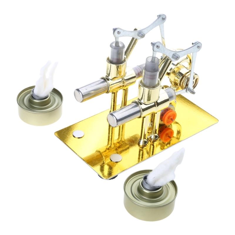 Stirling Double Engine Motor Model Physics Science Experiment Engine Model Educational Toy Electricity Generator