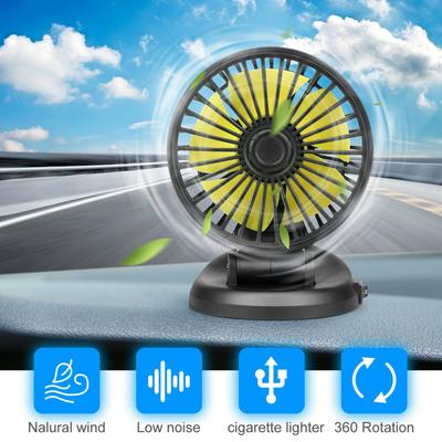 12v/24v Car Cooling Fan Usb Interface Powerful 360 Degrees Rotatable Electric Cooler Universal For