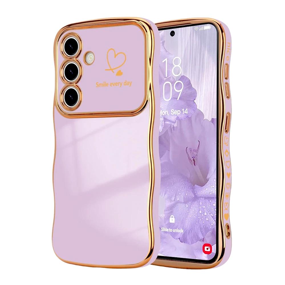 Golvend Hartvorm Zachte Case Voor Samsung Galaxy S25 S24 S23 S22 Ultra Plus S24FE A16 A56 A36 A55 A54 A15 A25 A26 A35 5G 4G Cover