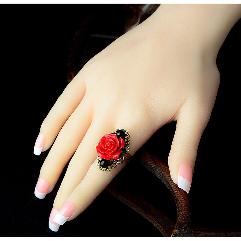 

Jewelry Retro Style Student Adjustable Female Ring Red -019