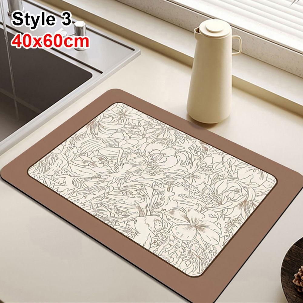 

1 шт. Супервпитывающий коврик для кофейной посуды Диатомовая грязь Дренажная подкладка Коврик для кофе Кухонная посуда Style 3 40x60cm