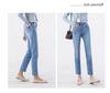 Petite Light Blue High Waist Straight Leg Cigarette Jeans for Women - Slimming Eight/Nine Length (Spring/Summer 2024)